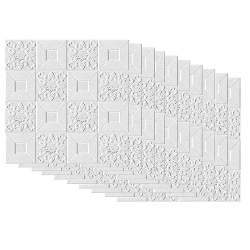 

10Pcs 3D Self-Adhesive Tile Brick Wall Panel Roof Sticker Foam Panel Wallpapers