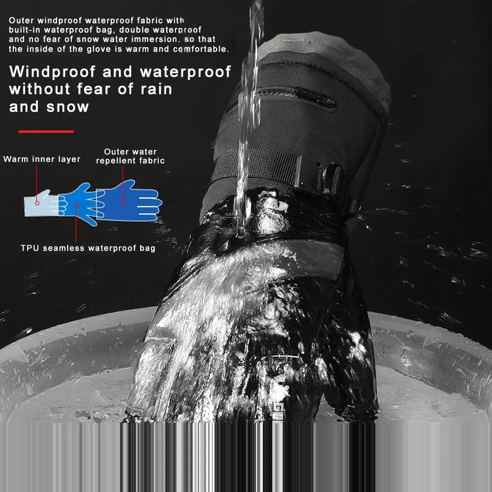 Зимние походные лыжные перчатки четырехслойные водонепроницаемые Нескользящие