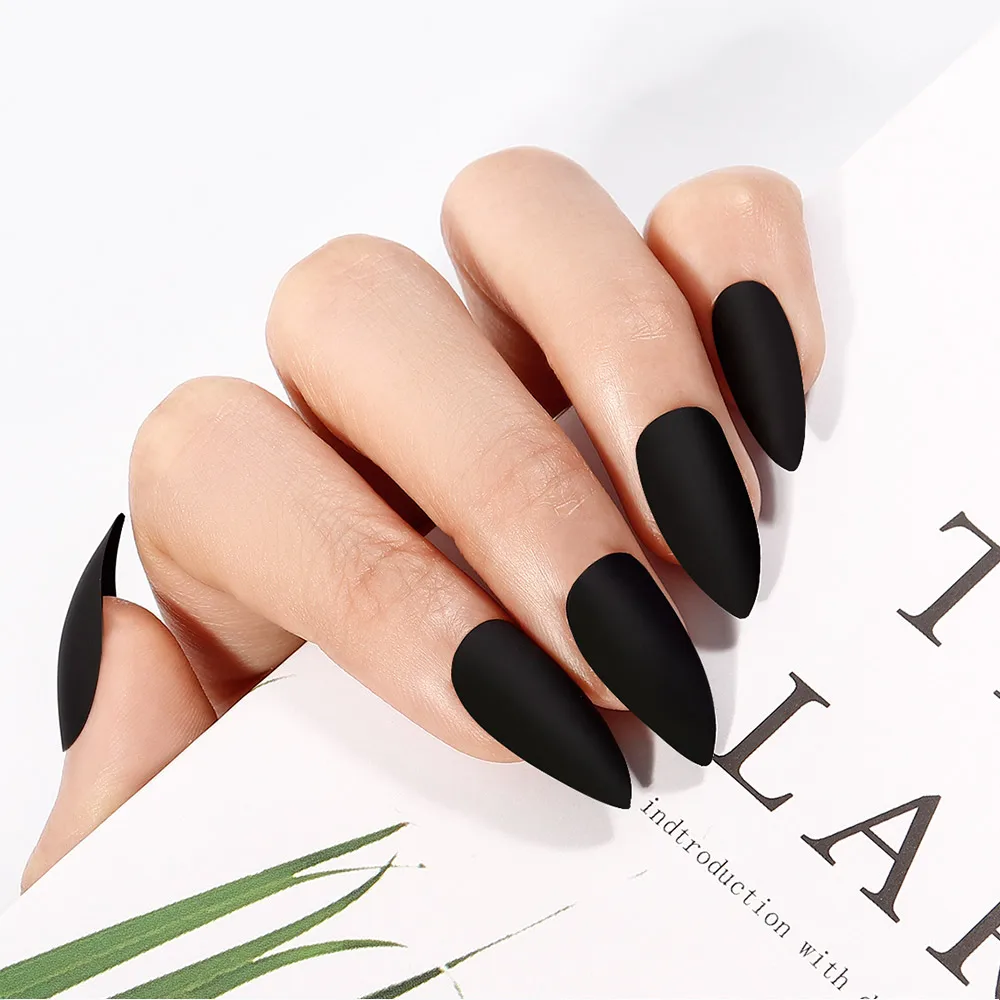 24 шт. Длинные накладные ногти с полным покрытием длинные квадратные клеем стикер