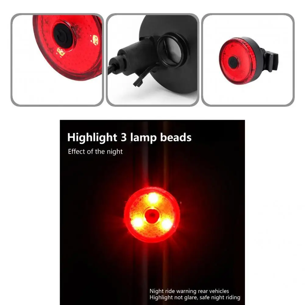 

Delicate Warning Taillight Lightweight Wear-resistant Round Shape Warning Taillight Bike Rear Lights USB Tail Light
