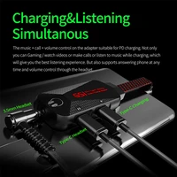 gs1 usb c charging adapter 3 in 1 type c to 3 5mm qc fast charging mobile phone game sound card audio adapter cable