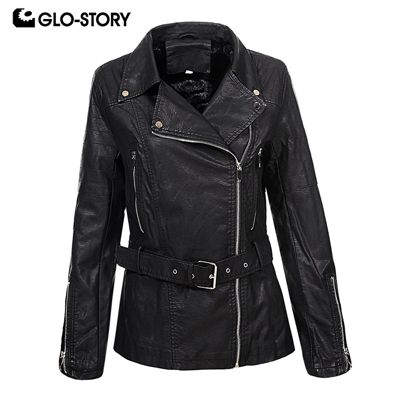 Женские зимние куртки из искусственной кожи теплые облегающие с шерстяной