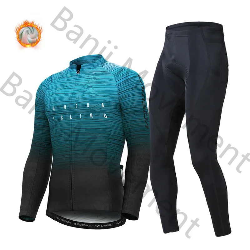 cycling jersey set10 Зимняя шерстяная велосипедная куртка с длинными рукавами, очень геотермальный теплый жилет, большой размер, удобная велосипедная Джерси, Scotte - Цвет: cycling jersey set10