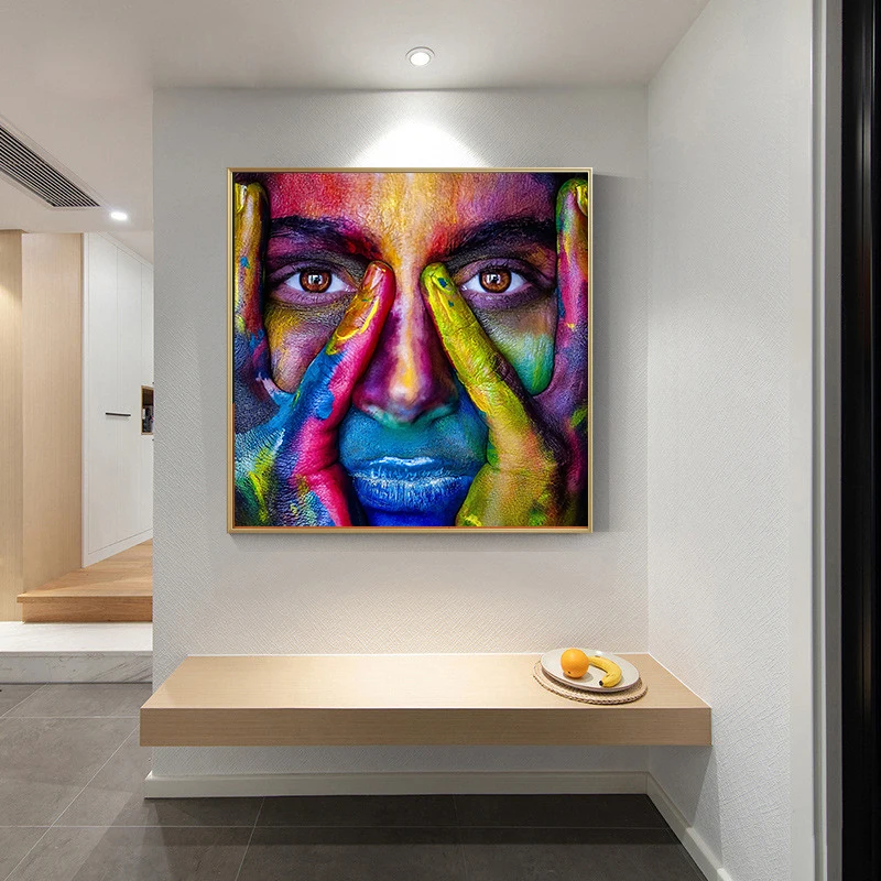 Современный с раскрашенным в яркие цвета граффити живопись холст настенные