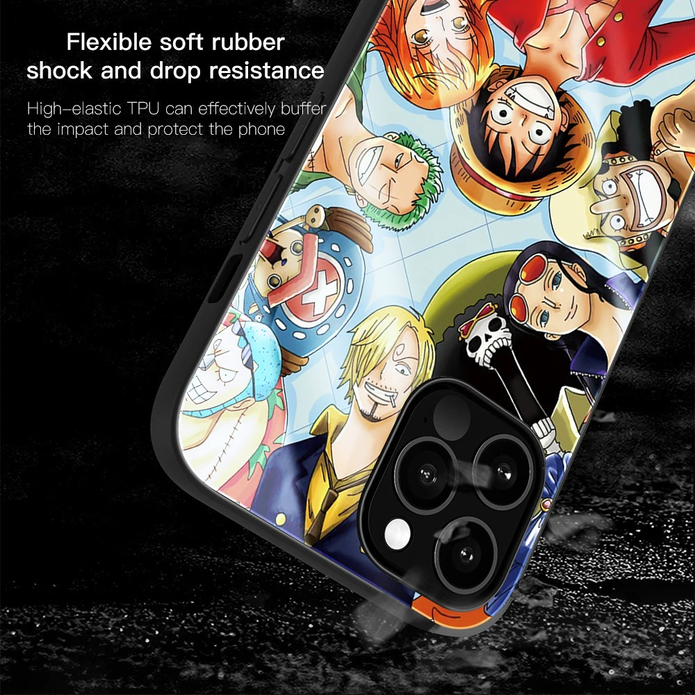 anime one piece zoro luffy hot tempered glass case for iphone 13 11 12 7 8 xr x 6 6s xs pro max mini plus se phone cover capa free global shipping