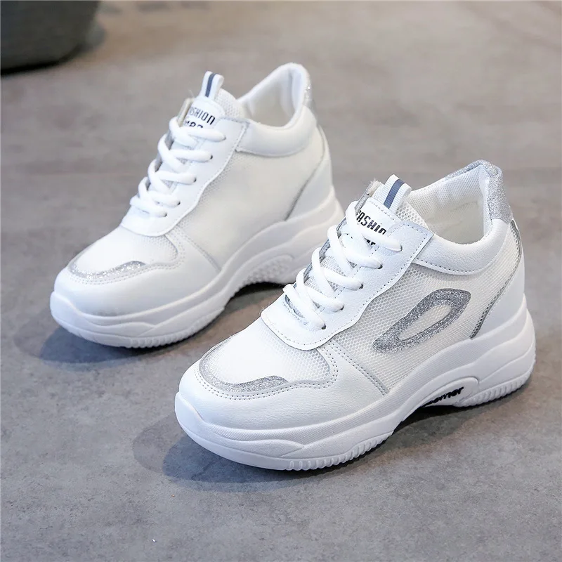 

Women Boots Increasing Height Women Sneaker Boots Spring/summer/autumn 2020 High Heel Breathable Sneakers Web Celebrity Shoes