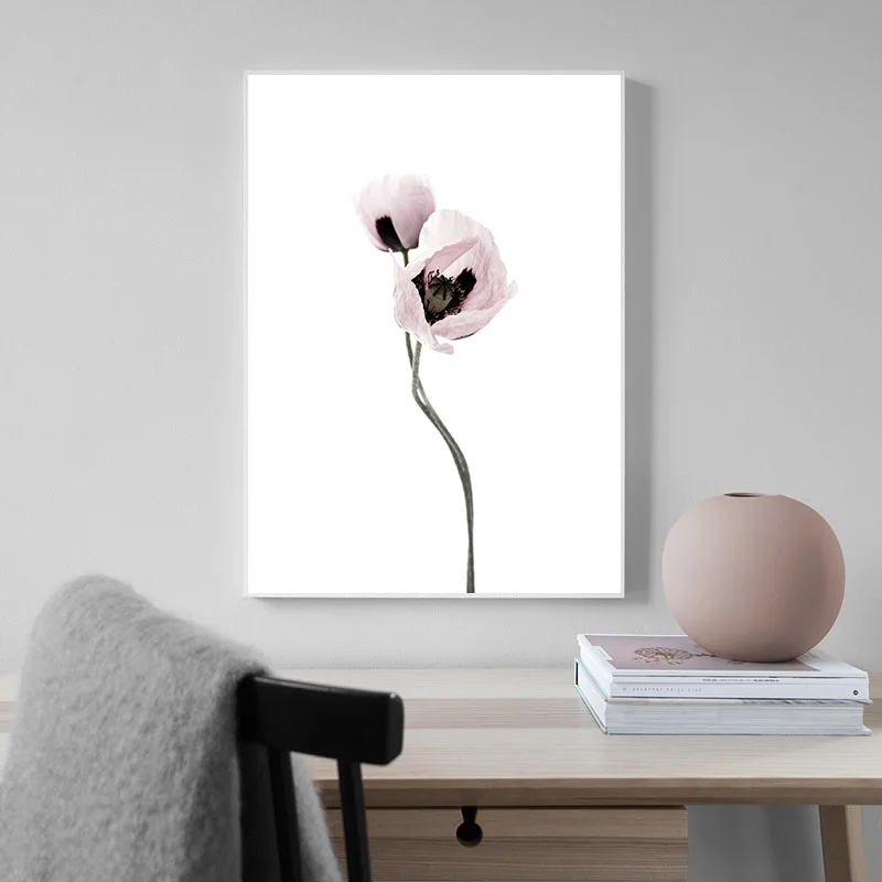 Расцветка розовый цветок художественный постер скандинавский холст