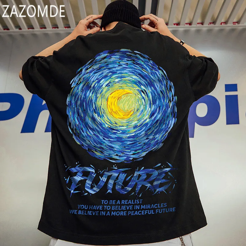 ZAZOMDE 2021 New Summer Cotton Breathable Men T-shirt Loose Fashion Short Sleeve Tees For Casual Plus Size High street Top