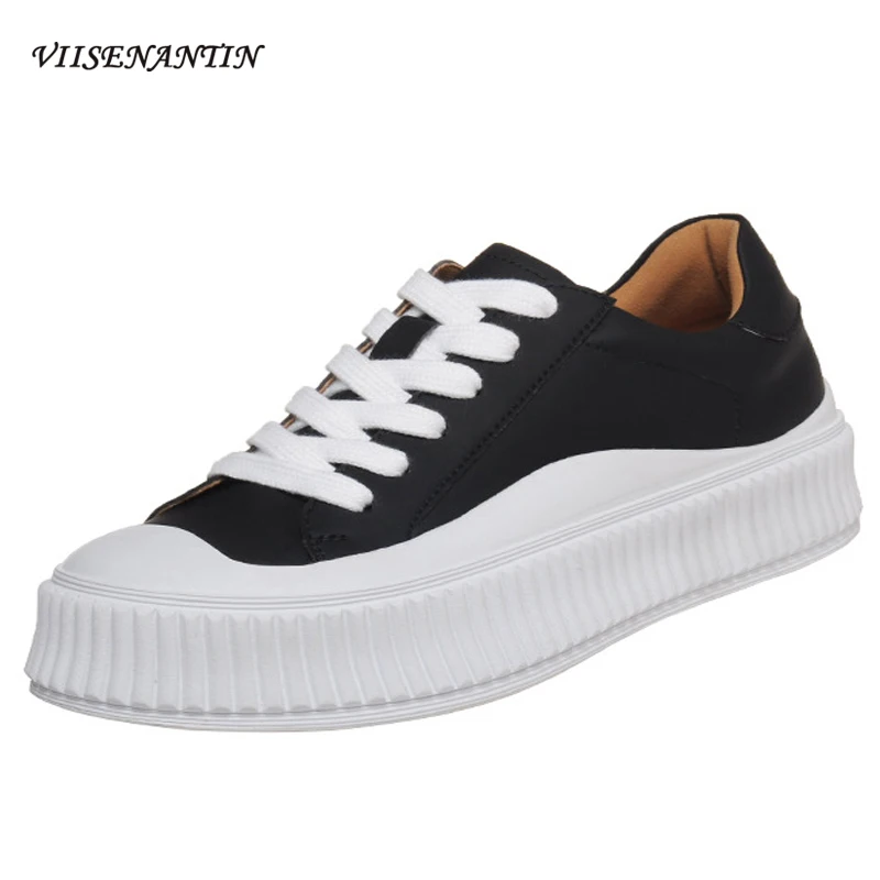 

White casual shoes women's 2021 spring and summer new round head lace-up platform thick white shoes