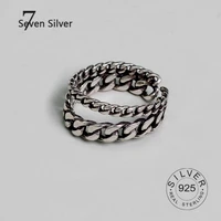 925 sterling silver rings for women jewelry chain 2 layers creative personality retro adjustable rings birthday gift
