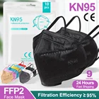 Черная маска Kn95 FFP2, 5-слойная одноразовая Защитная Пылезащитная дышащая маска против капель, женская маска для рта ffp2mask
