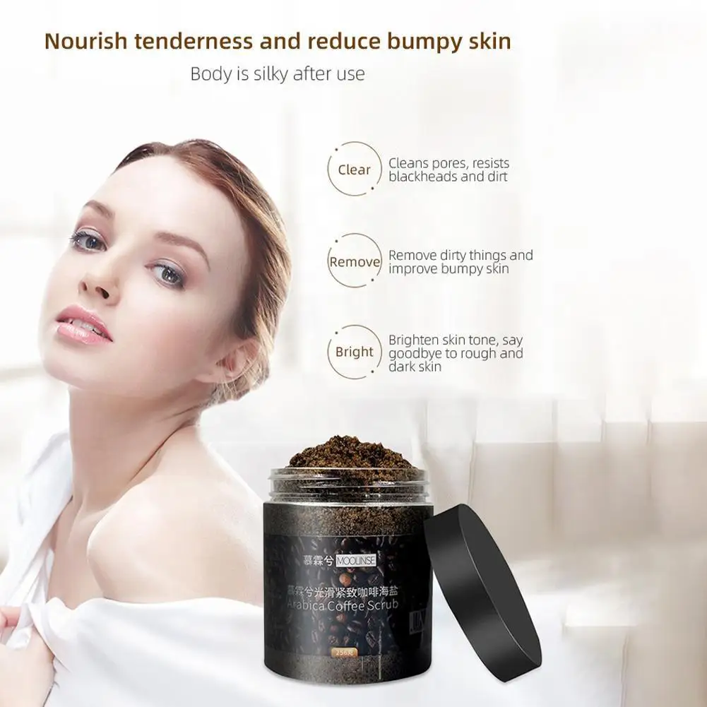 

256G Organic Face And Body Scrub Skin Whitening And Exfoliating Natural Arabica Coffee Body Scrub