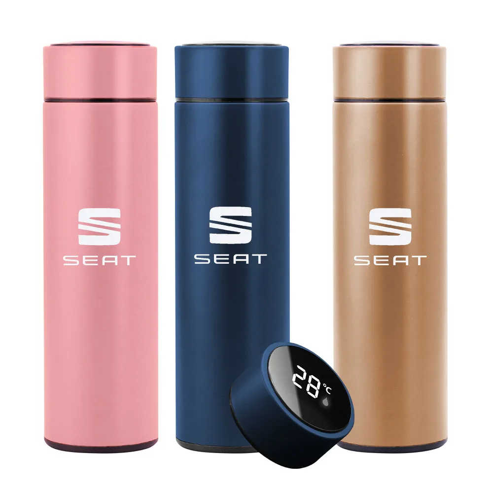 

For Seat TOLEDO Mk3 Mk2 FR 500ML Intelligent Water Bottle Stainless Steel Thermos Cup Coffee Tea Mugs LCD Temperature display