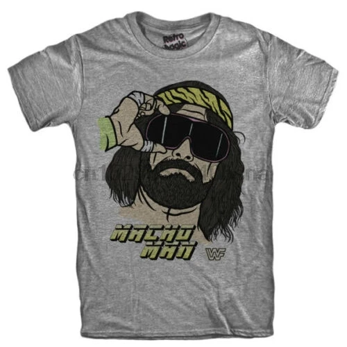 MACHO MAN Футболка Randy Savage WWF Wrestling с коротким рукавом и круглым вырезом хлопковая