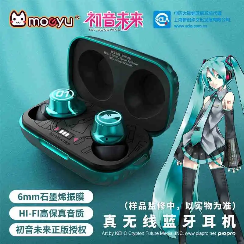

Hatsune Miku Anime Headset Headphone Manga Role Action Figure Cosplay Vocaloid Gamer Surround Noise Bluetooth Earphone
