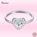 Кольца Bamoer из натуральной 925 пробы, серебряные яркие кольца с сердечками, Сияющие кольца с цирконием, роскошные Романтические свадебные ювелирные изделия для помолвки