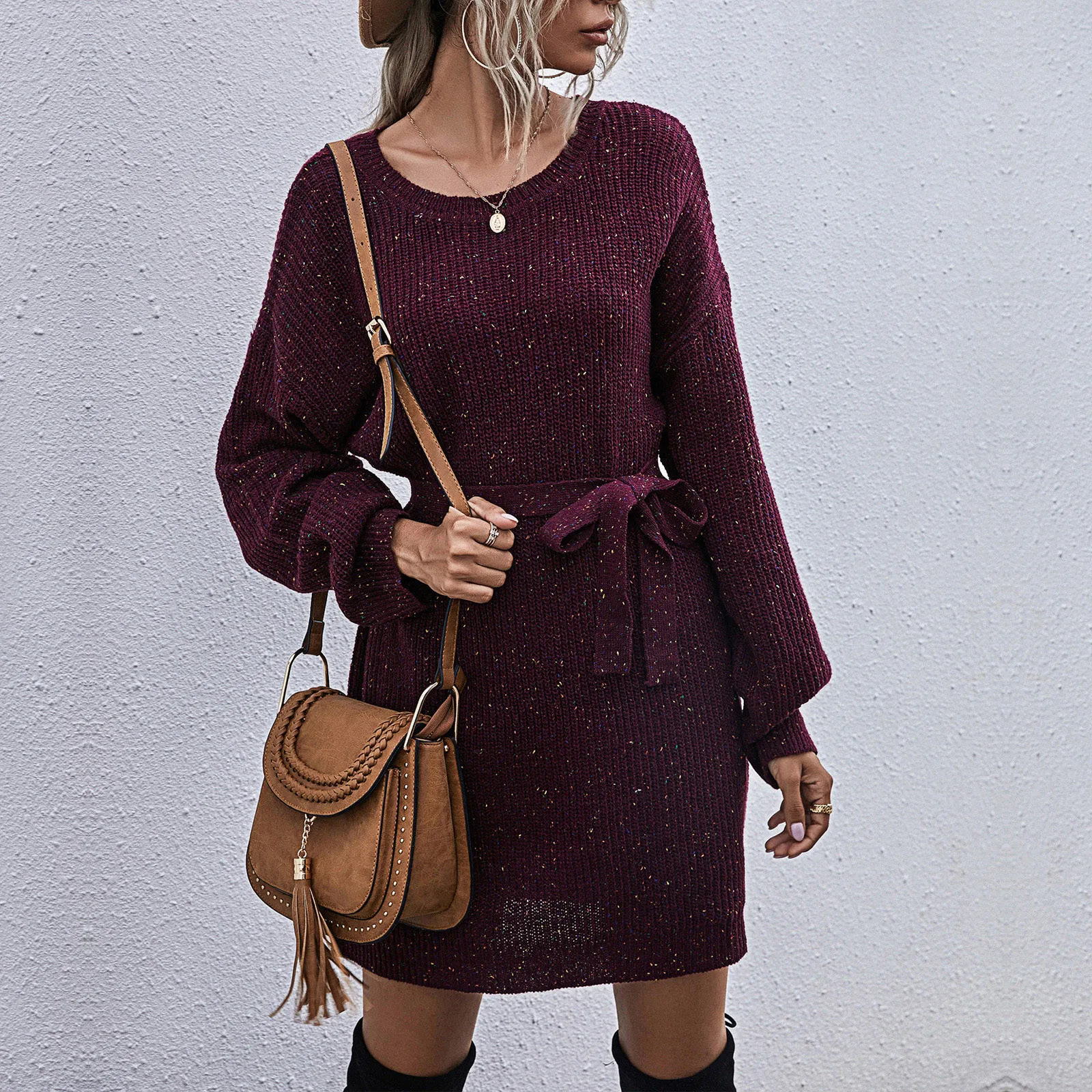 

Womens Sweater Dress Ladies Winter Knitted Women's Solid Color Loose Large Size Long Sweater Pulsets Sueter Mujer Invierno 2020