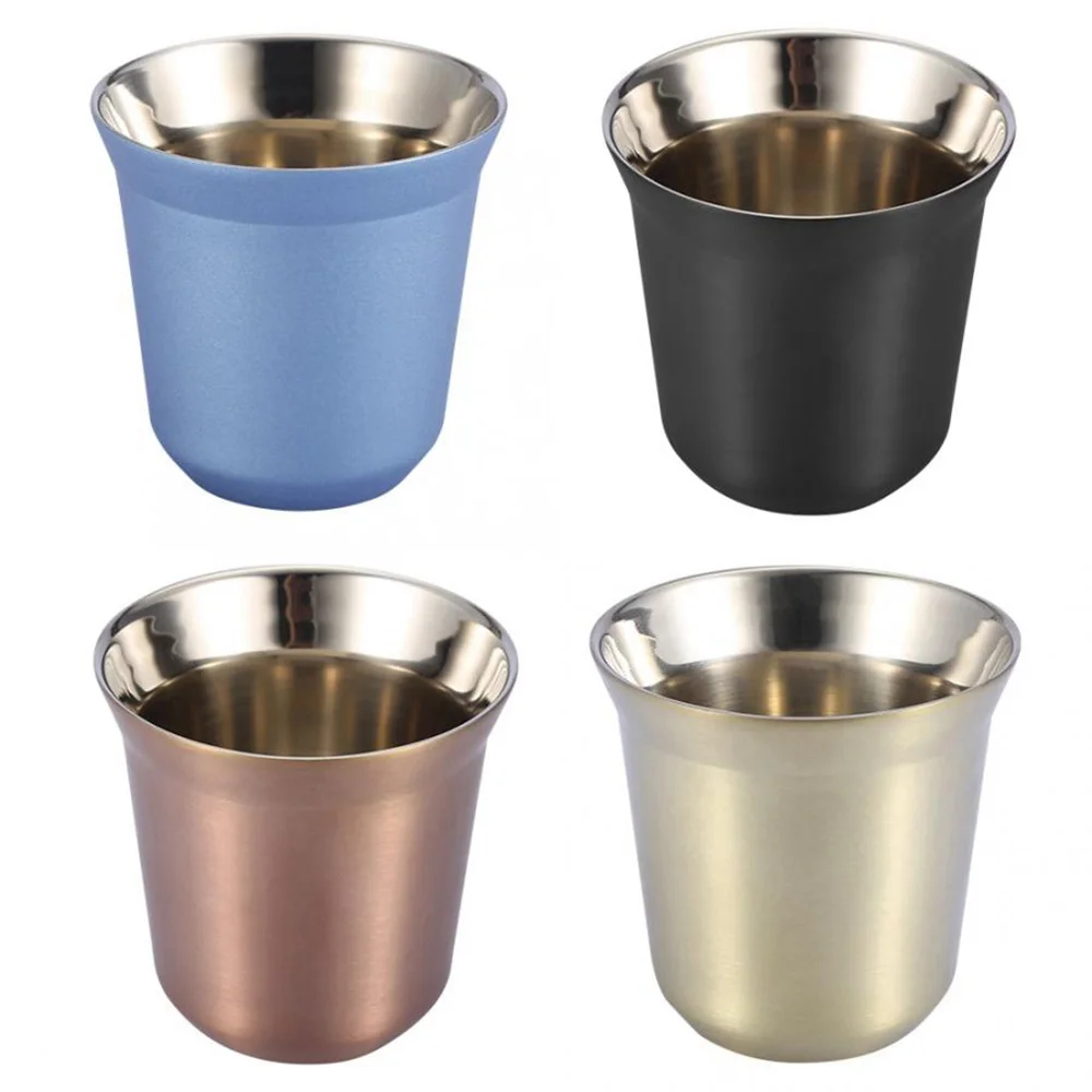 

85ml Reusable Stainless Steel Double Wall Coffee Cup Beer Mug Tea Cups Home Kitchen Drinkware new