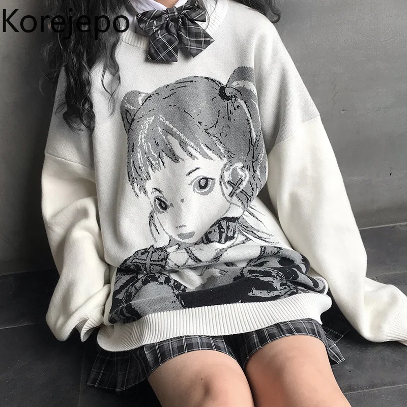 

Свитер женский осенне-зимний жаккардовый с круглым вырезом