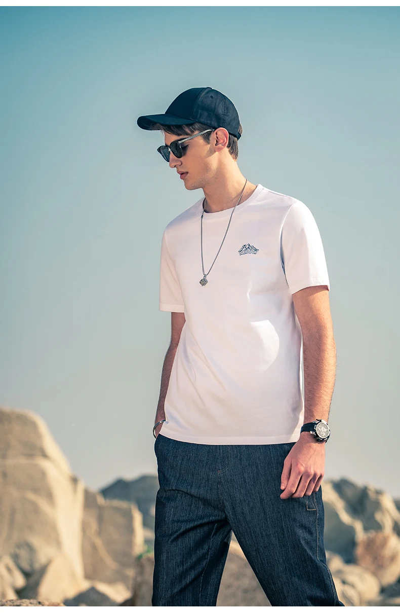

YTX1590 Heavy cotton summer print simple round neck men's short-sleeved T-shirt