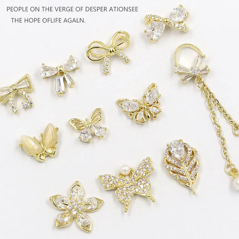 

1 шт. ювелирные изделия в виде бабочки для ногтей изысканный Циркон бриллиант Роскошный Бант украшение для ногтей цветок перо 3d Подвески для...