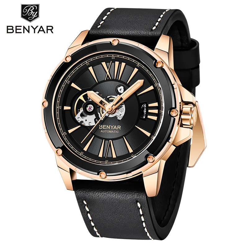 

BENYAR New Top Men's Business Automatic Mechanical Watches 46mm Stainless Steel Waterproof Luminous Watch Relogio Masculino