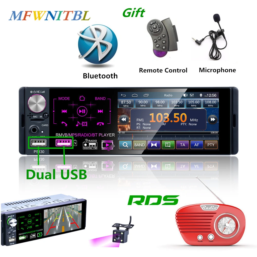 Автомагнитола LTBFM 1 din RDS Media MP5 плеер Bluetooth 1Din 4 &quotHD сенсорный экран FM-приемник USB