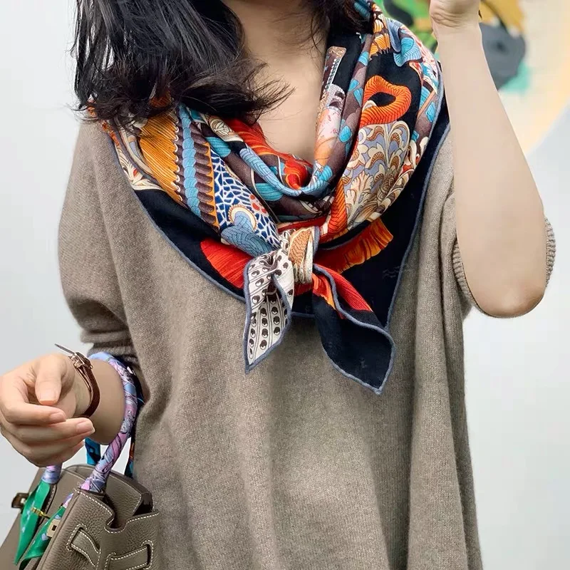 2019 Новое поступление осень зима 70% кашемир 30% шелк большой шарф 135*135 см теплая