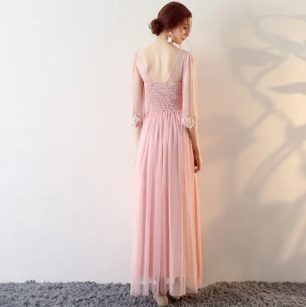 Длинные розовые платья для подружки невесты выпускное свадебное вечернее платье