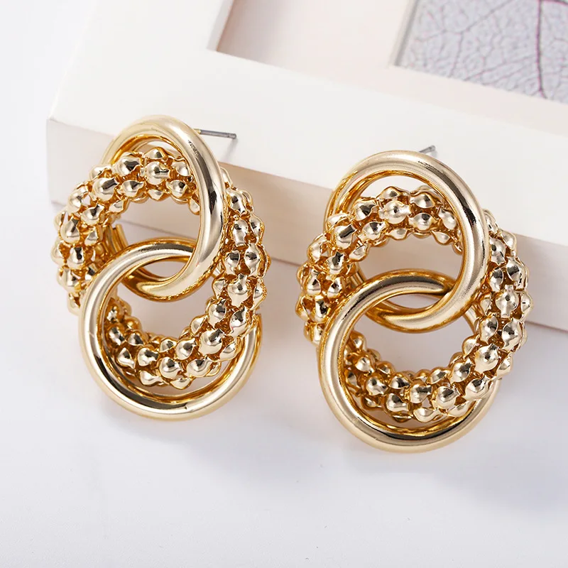 Серьги Za женские Винтажные Украшения из матового золота с геометрическим