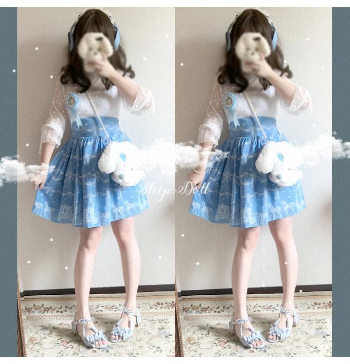 В Корейском стиле новые летние Для женщин замок юбка с высокой талией Kawaii молодая