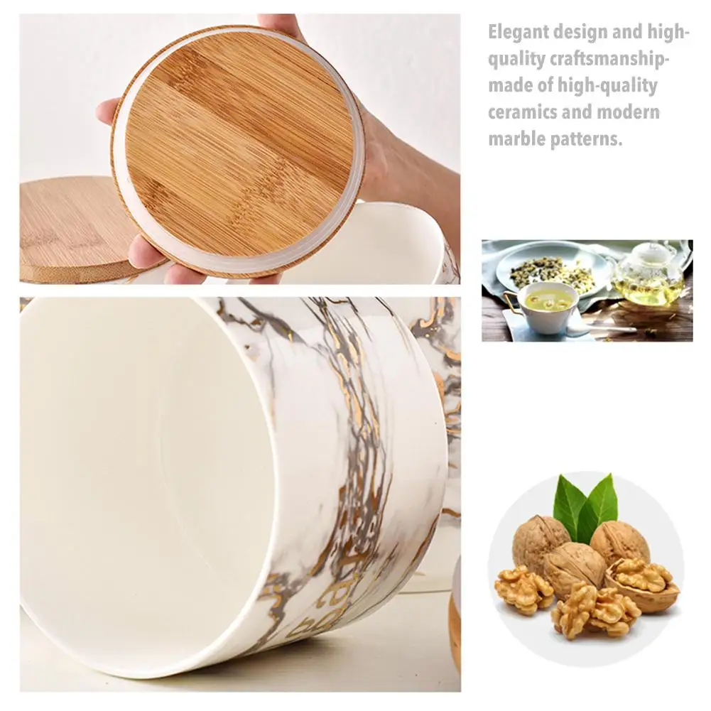 Шикарные бутылки и банки с мраморным узором деревянной крышкой минималистичные