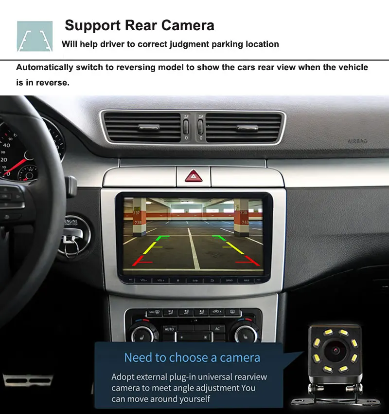 $122.94 ESSGOO 9'' 2 din Android Autoradio Stereo 2+32GB Multimedia Player GPS Navigation Car Radio For Volkswagen VW Skoda Seat Polo