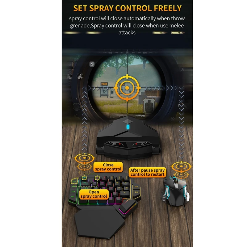 

Bluetooth Gaming Converter Keyboard Mouse Adapter with USB C 3.5mm Dual Headphone Port Battle Dock Only for Android