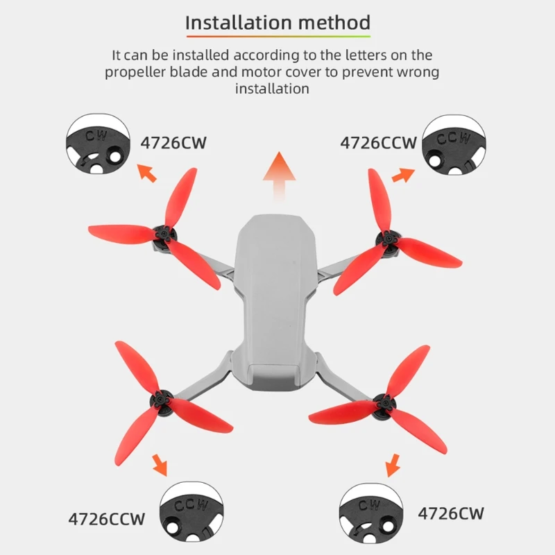 

2 Pairs Drone Propellers for Mavic Mini 1 2, Replacement Propellers Low-Noise and Quick-Release 4726CW 4726CCW