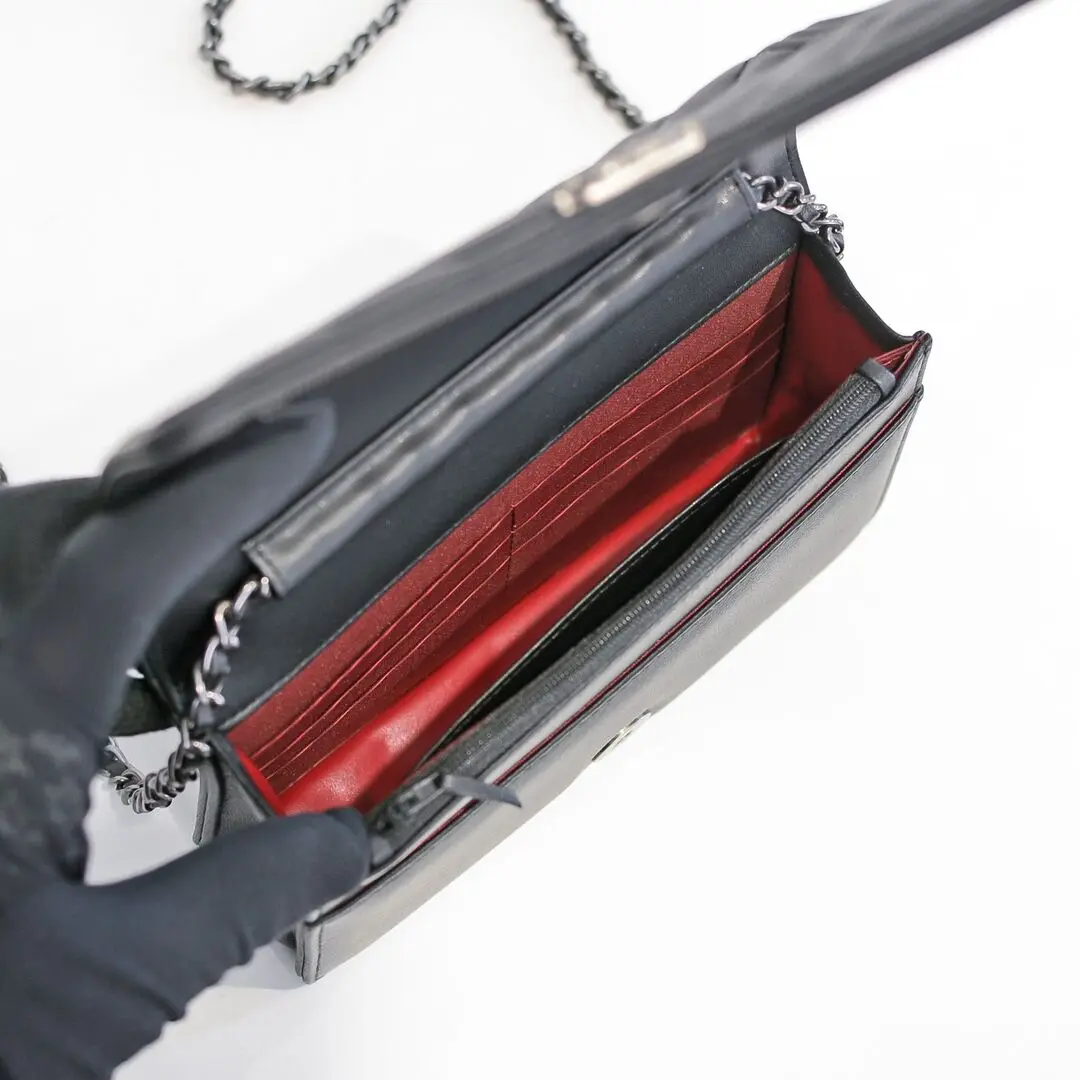 

New Classic Women's Genuine Leather Thread Shoulder Bag Black Handbag Bags Ladies Handbags