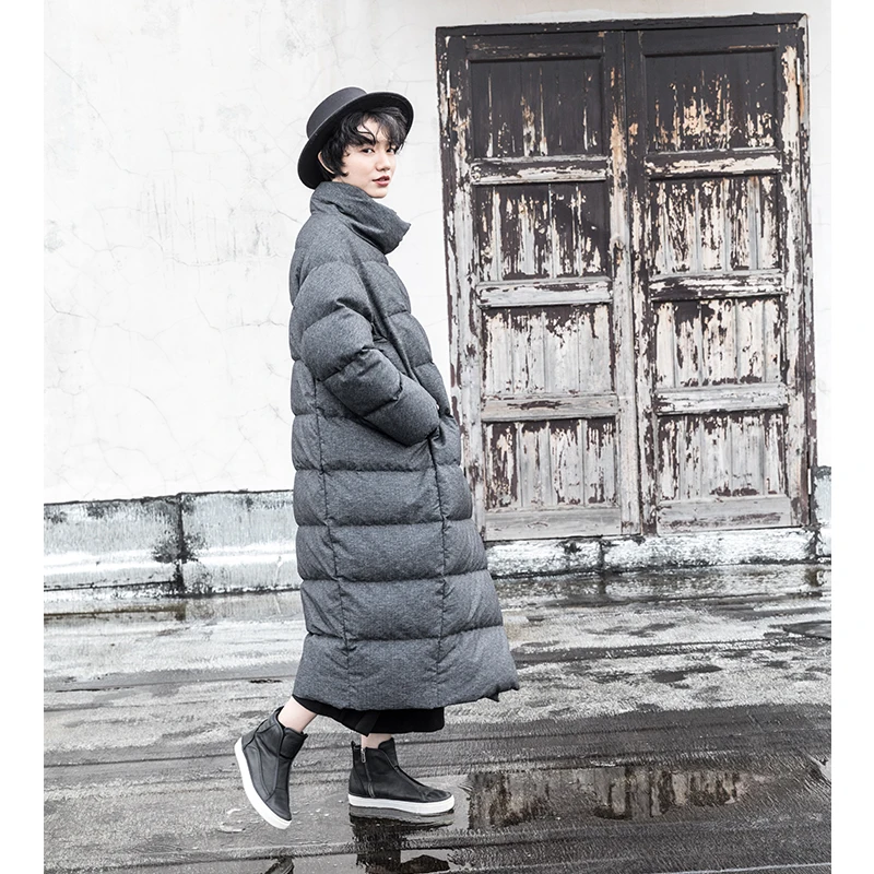 

Женский пуховик с воротником-стойкой, повседневный длинный пуховик с воротником-стойкой, 90 утиного цвета, оригинальный дизайн