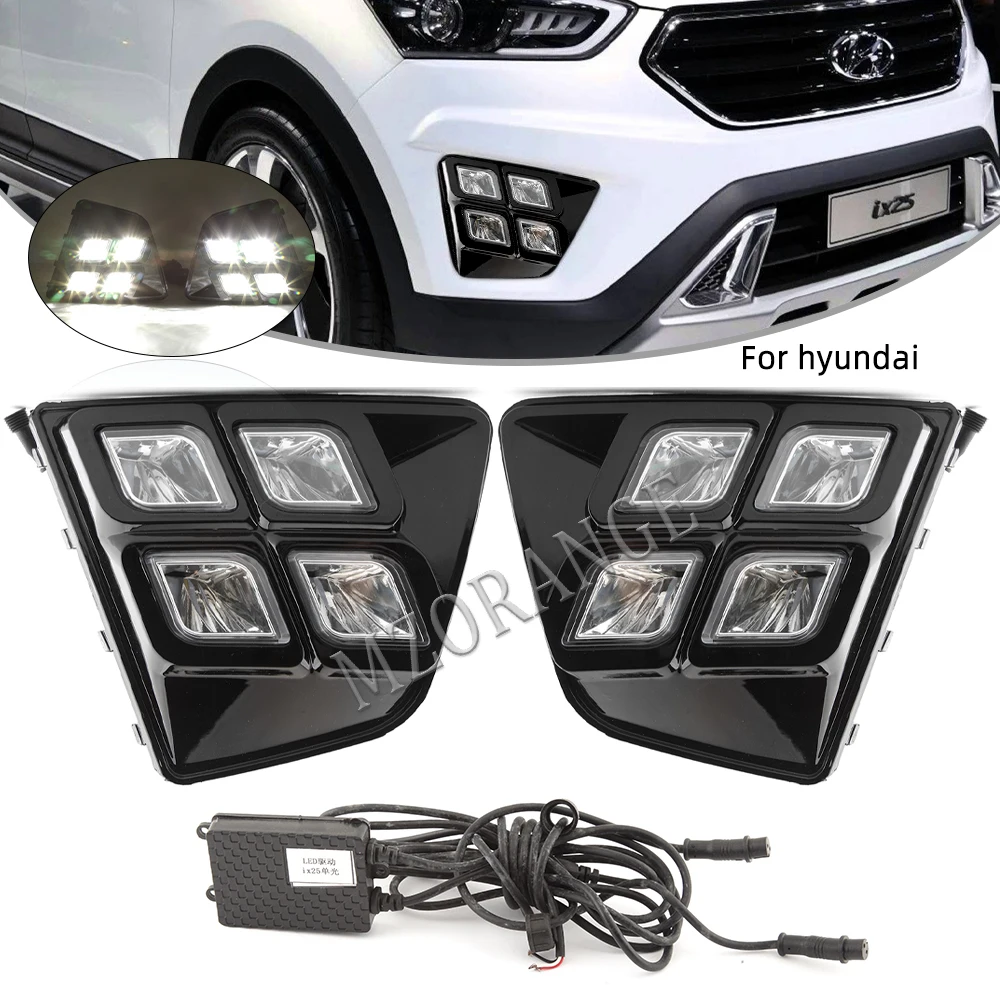 2PCS LED DRL Headlight Daytime Running Light for Hyundai IX25 Creta 2015 2016 2017 Fog Lights replacement Headlights Day | Автомобили и