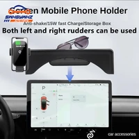 for tesla model 3 model y car phone holder wireless charger glasses holder screen mobile phone bracket interior accessories