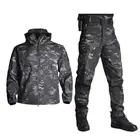 Мужская Флисовая куртка и брюки, армейский ветрозащитный Камуфляжный охотничий костюм, ветровка в стиле милитари, одежда с мягкой оболочкой, 4XL