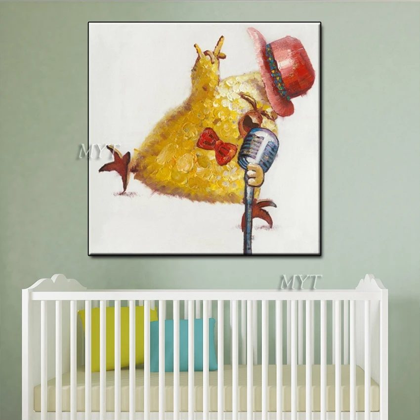 Животное курица 100% ручная роспись Масляная Живопись Мультфильм абстрактное