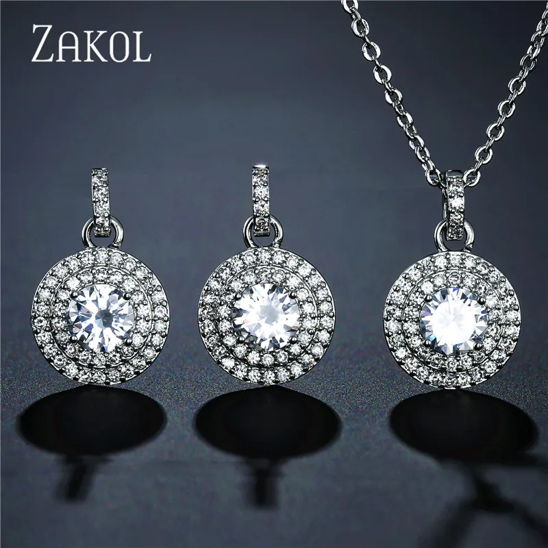 Комплект из колье и серёг с фианитом FSSP3030 | Украшения аксессуары