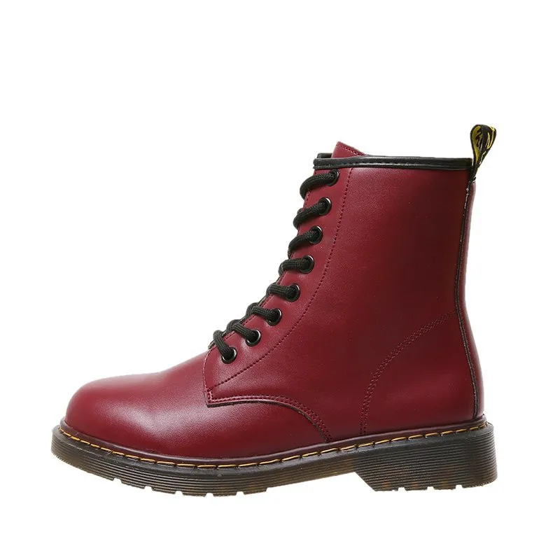 

Fashion Women's Boots Classic White Ankle Boots Female Front Lace-up Casual Shoes Winter Couple Male Punk Motorcycle Boots Plus