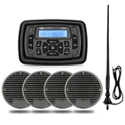 Морской Радио аудио стерео приемник Bluetooth FM AM Автомобильный MP3-плеер + 2 пары 3 дюймов морской Динамик + антенна для RV яхты мотоцикла