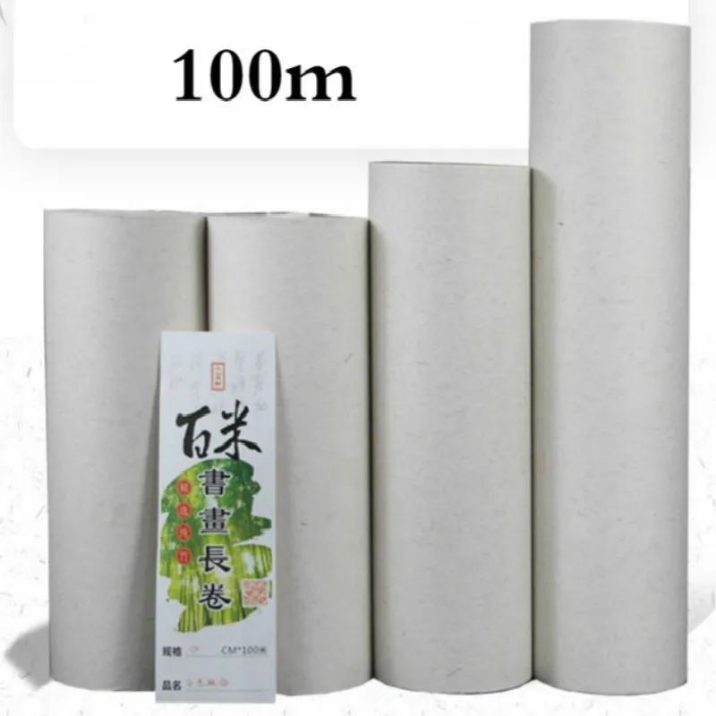 Half-Ripe Fiber Xuan Paper for Painting Calligraphy Chinese Rice Paper 100m Thicken Chinese Rolling Hemp Fiber Rice Paper