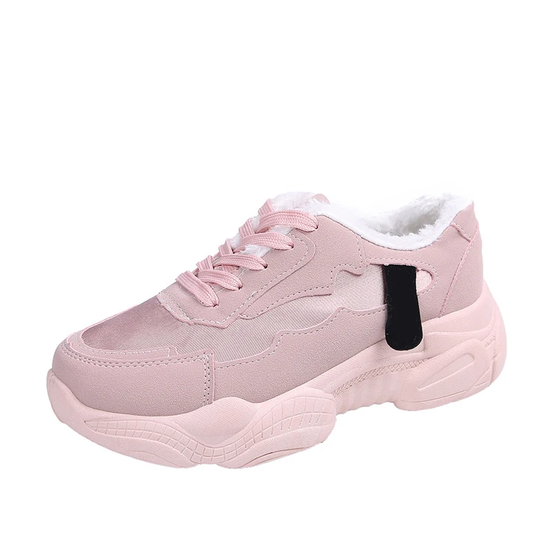 Pink1 Новинка; женские кроссовки; сезон осень; женская прогулочная обувь из искусственной кожи на шнуровке; обувь из вулканизированной кожи на платформе; женская модная повседневная удобная обувь с закрытым носком - Цвет: Pink1