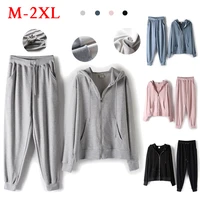 spring and autumn hoodies set for women zip up hoodie two piece woman set loose soild sports and leisure womens suit 2021 new