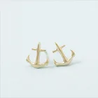 Оптовая продажа, 10 парискусственная кожа, Двойные серьги-гвоздики, которые морякам нравятся, 2 цвета, удачи