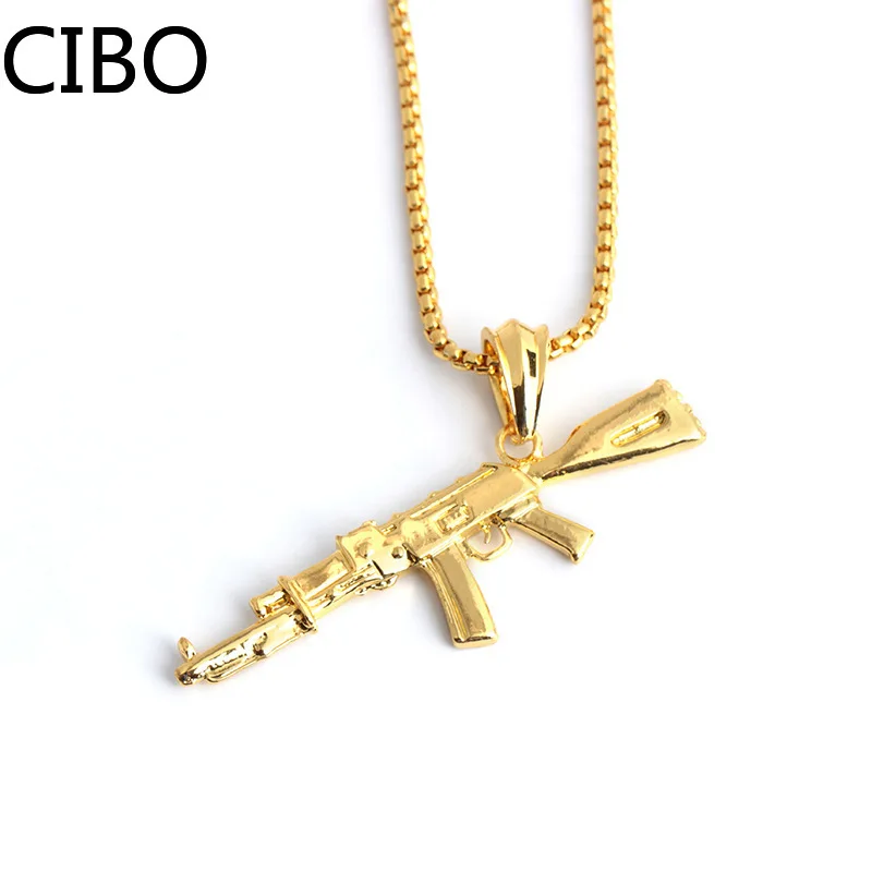 2019 новое ожерелье пулемет штурмовые и винтовки ak 47 подвески из серебра Короткие