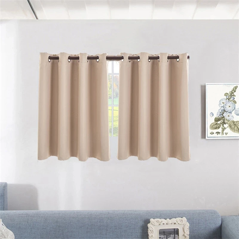 Black Curtain Panels for BedroomThermal Insulated Grommet Top Short Blackout Small Kitchen Window Drapery P092Z | Дом и сад